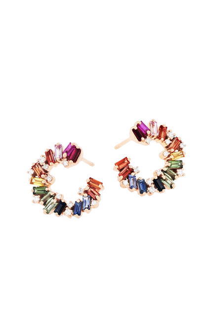 Ariella Multi-color Sapphire Hoop Earrings